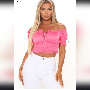 Elegant Fashion Nova Pink Off-Shoulder Blouse